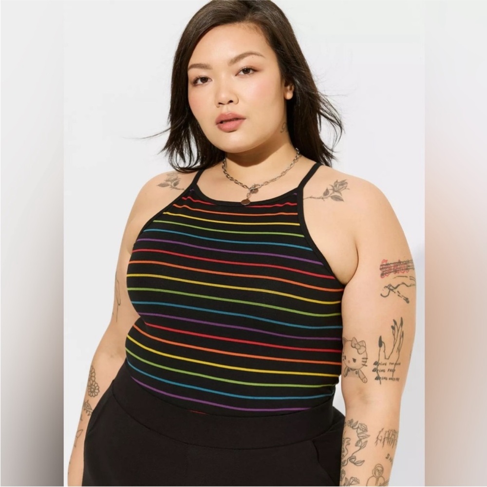torrid Black Rainbow Stripe Halter Tank